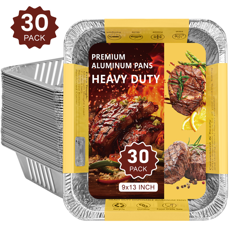 GPED Aluminum Pans, 9X13 Heavy Duty Disposable Foil Pans For Baking Roasting & Chafing