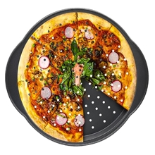 Carbon Steel Pizza Pan, Oven-Safe Pizza Tray for Baking Homemade, Frozen & Leftover Pizza Slices