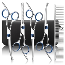 GPED Professional Dog Grooming Scissors Kit, 6 in 1 Dog Grooming Scissors with Safety Round Tips