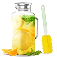 GPED 68 oz Glass Pitcher , 2 Liter Water Pitcher with Lid and Spout, Borosilicate Glass Jugs