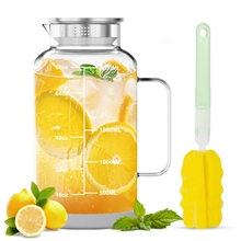 GPED 68 oz Water Pitcher with Lid and Spout, 2L Glass Water Carafe