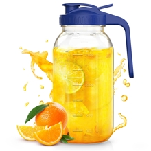 GPED Glass Mason Jar Pitcher with Pour Spout Lid, 64 oz(2 Quart) Leak-proof Wide Mouth Jugs