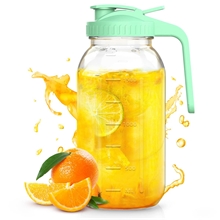 GPED Glass Mason Jar Pitcher with Pour Spout Lid, 64 oz(2 Quart) Leak-proof Wide Mouth Jugs