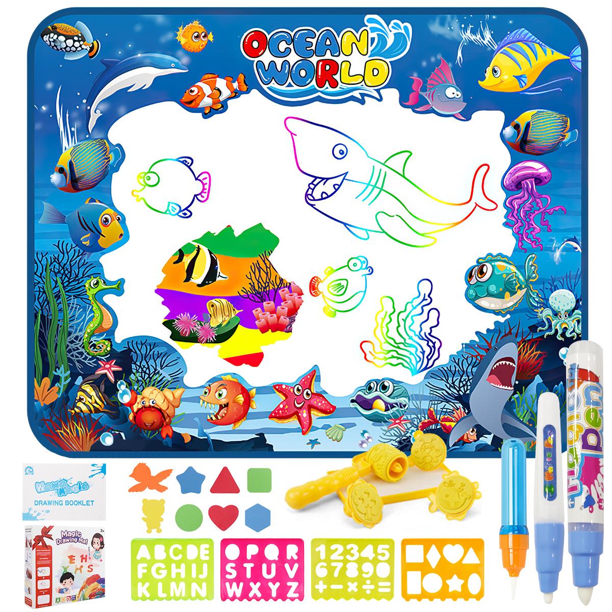 Doodle Drawing Mat, 40 x 32 inch Large Aqua Magic Water Drawing Mat Toy for Boys Girls Kids Painting