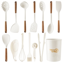 28 Pcs Silicone Cooking Utensils Set, Wood Kitchen Utensil Set