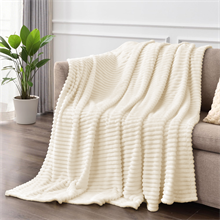 King size strip blanket,Beige