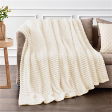 King size strip blanket,Beige