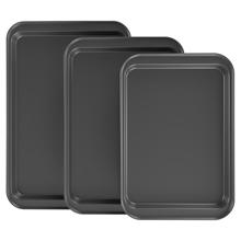 GPED Nonstick Carbon Steel Baking Sheet Set, 3-Piece Stackable Cookie Sheet Bakeware Set