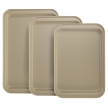 GPED Nonstick Carbon Steel Baking Sheet Set, 3-Piece Stackable Cookie Sheet Bakeware Set