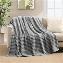 Twin size strip blanket,Gray