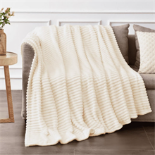 Throw size strip blanket,Beige