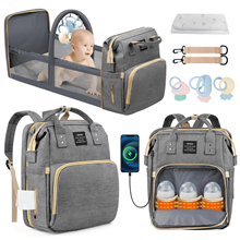 Diaper Bag Backpack, Multifunctional Baby Diaper Bags with Foldable Crib
