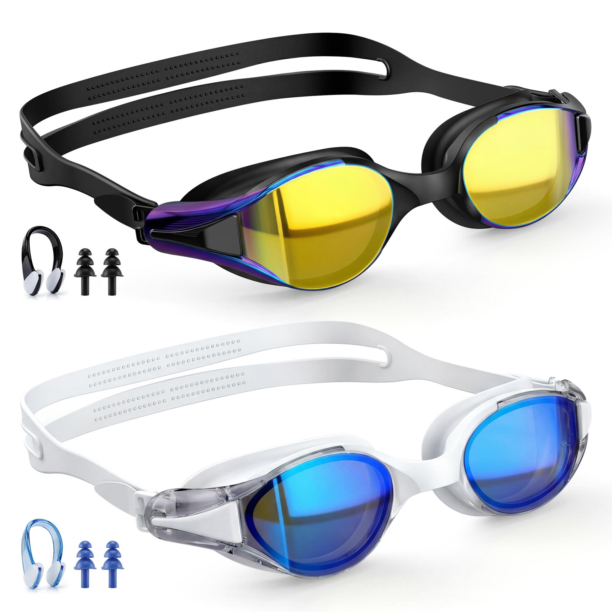 Swim Goggles,2 Pack Anti-Fog Waterproof Anti-UV Clear Vision