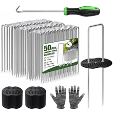 GPED 6 Inch 50Pcs Landscape Staples & 50Pcs Gasket, Hot-dip Galvanized Garden