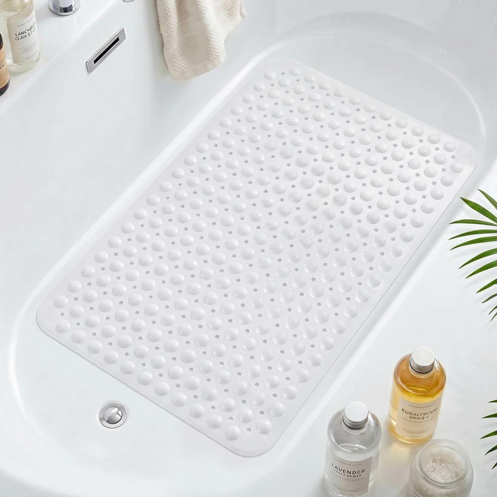 GPED Bathtub Mats for Shower Tub, Non Slip 34 x 21.7 Inch Bath Mat with Drain Holes and Suction Cups
