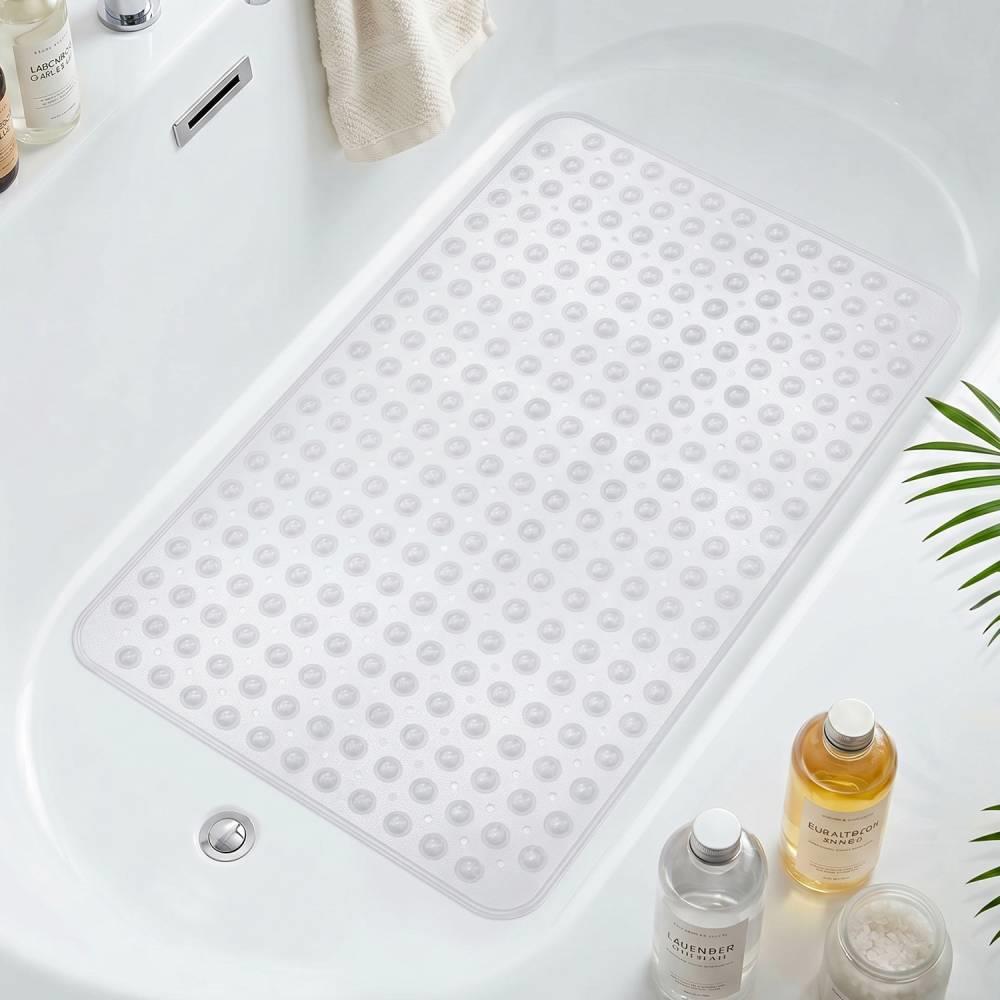 GPED Bathtub Mats for Shower Tub, Non Slip 34 x 21.7 Inch Bath Mat with Drain Holes