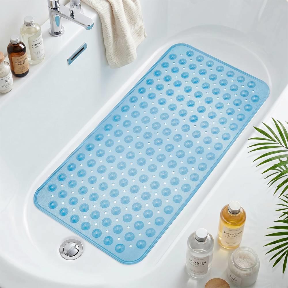 GPED Bathtub Mats for Shower Tub, Non Slip 27.6 x 15 Inch Bath Mat with Drain Holes and Suction Cups