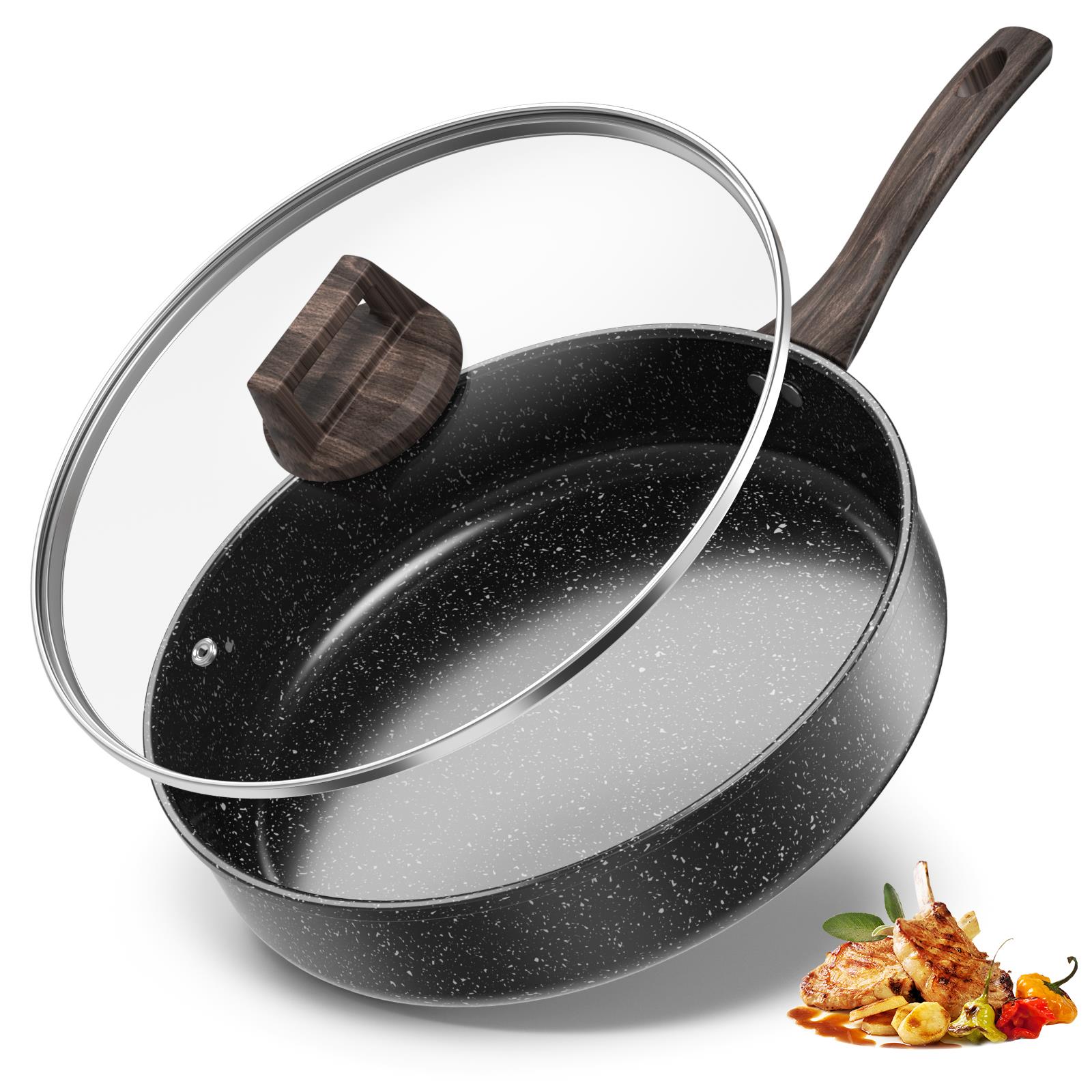 Nonstick Frying Pan Skillet with Lid, 11 Inch Deep Frying Pan