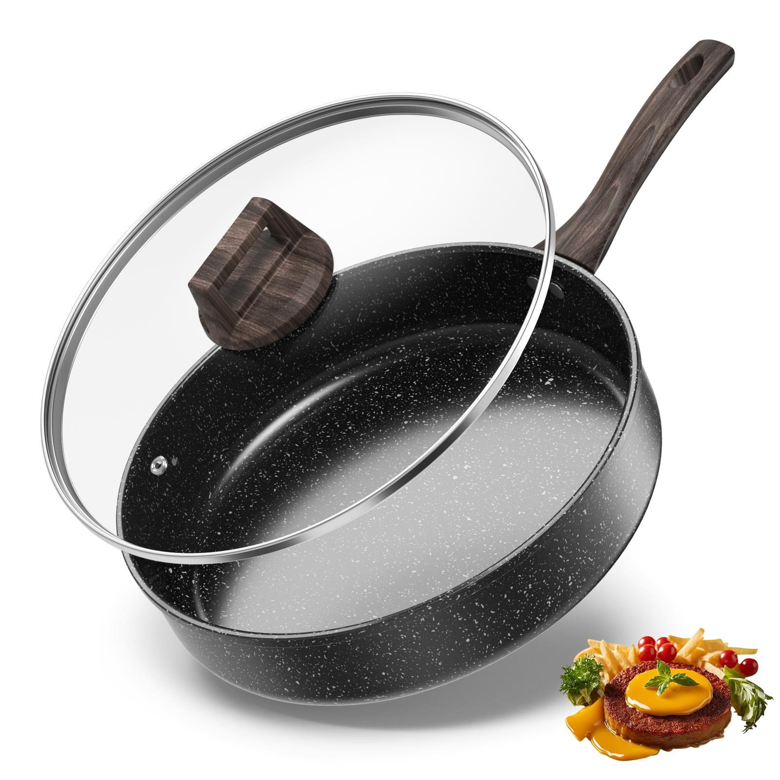 Nonstick Frying Pan Skillet with Lid, 10 Inch Deep Frying Pan