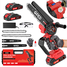 GPED Mini Chainsaw Cordless, 8-Inch & 6-Inch Brushless Electric Chainsaw with 2 Batteries, Red