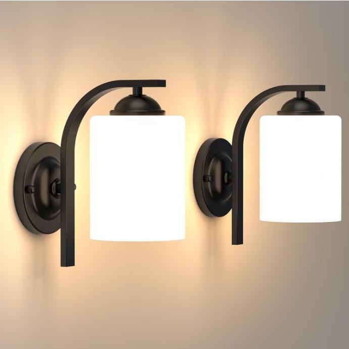 2 Pack Wall Sconces, Fabric LED Wall Lights,Wall Lamps with Fabric for Bedroom Living Room