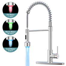 GPED Kitchen Faucet with Pull Down Sprayer & 3-Modes LED Light