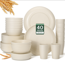 GPED 40-Piece Wheat Straw Dinnerware Sets for 8, Dishes Set with 10