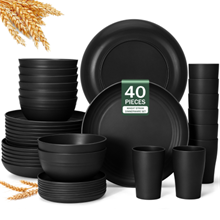 GPED 40-Piece Wheat Straw Dinnerware Sets for 8, Dishes Set with 10