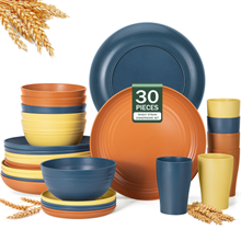 GPED 30-Piece Wheat Straw Dinnerware Sets for 6, Mediterranean Palette