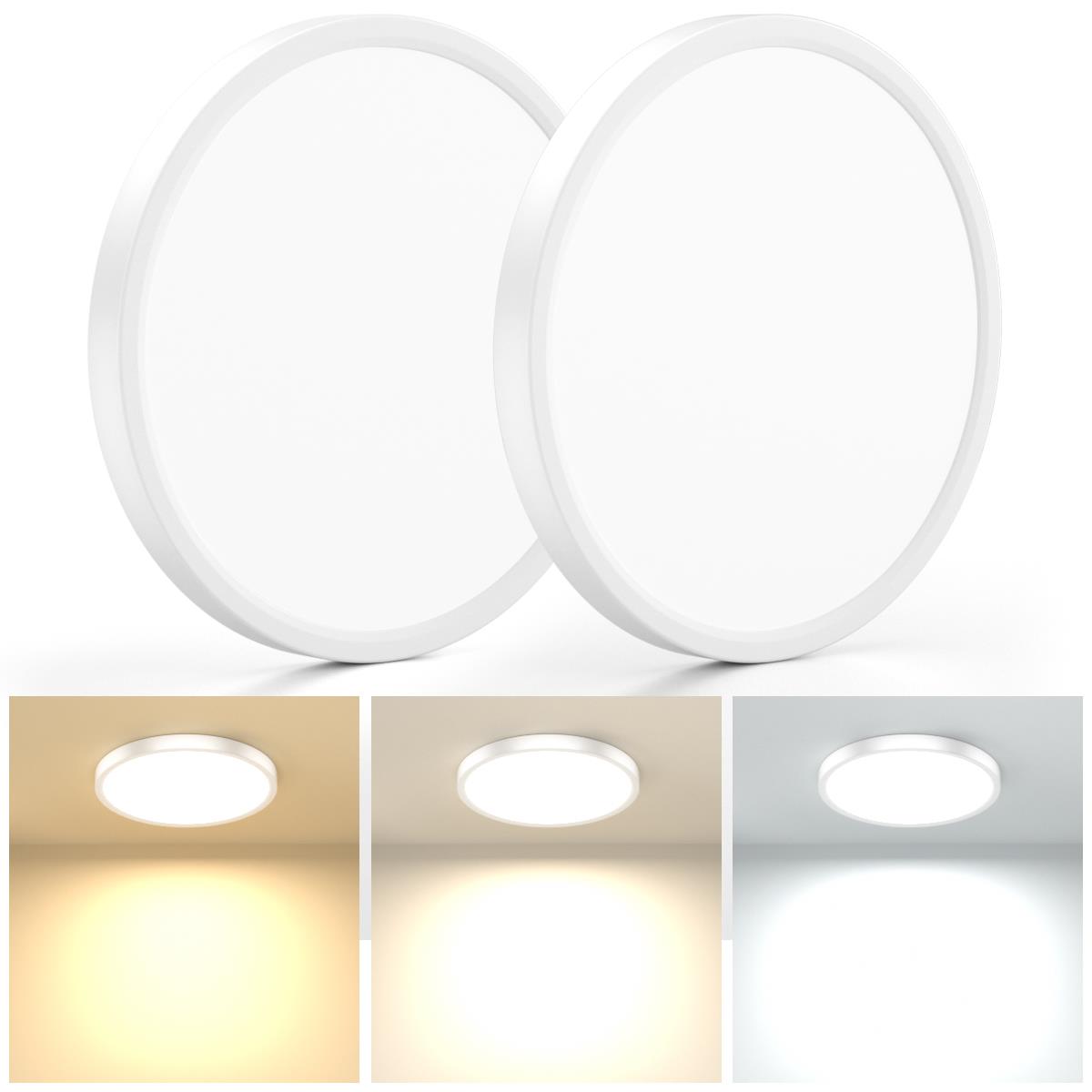 GPED 2 Pack 11.8 Inch Flush Mount Ceiling Light Fixture,3000K/4000K/6500K Ceiling Light