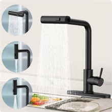 GPED Kitchen Faucets, Waterfall Kitchen Sink Faucet with Pull Down Sprayer
