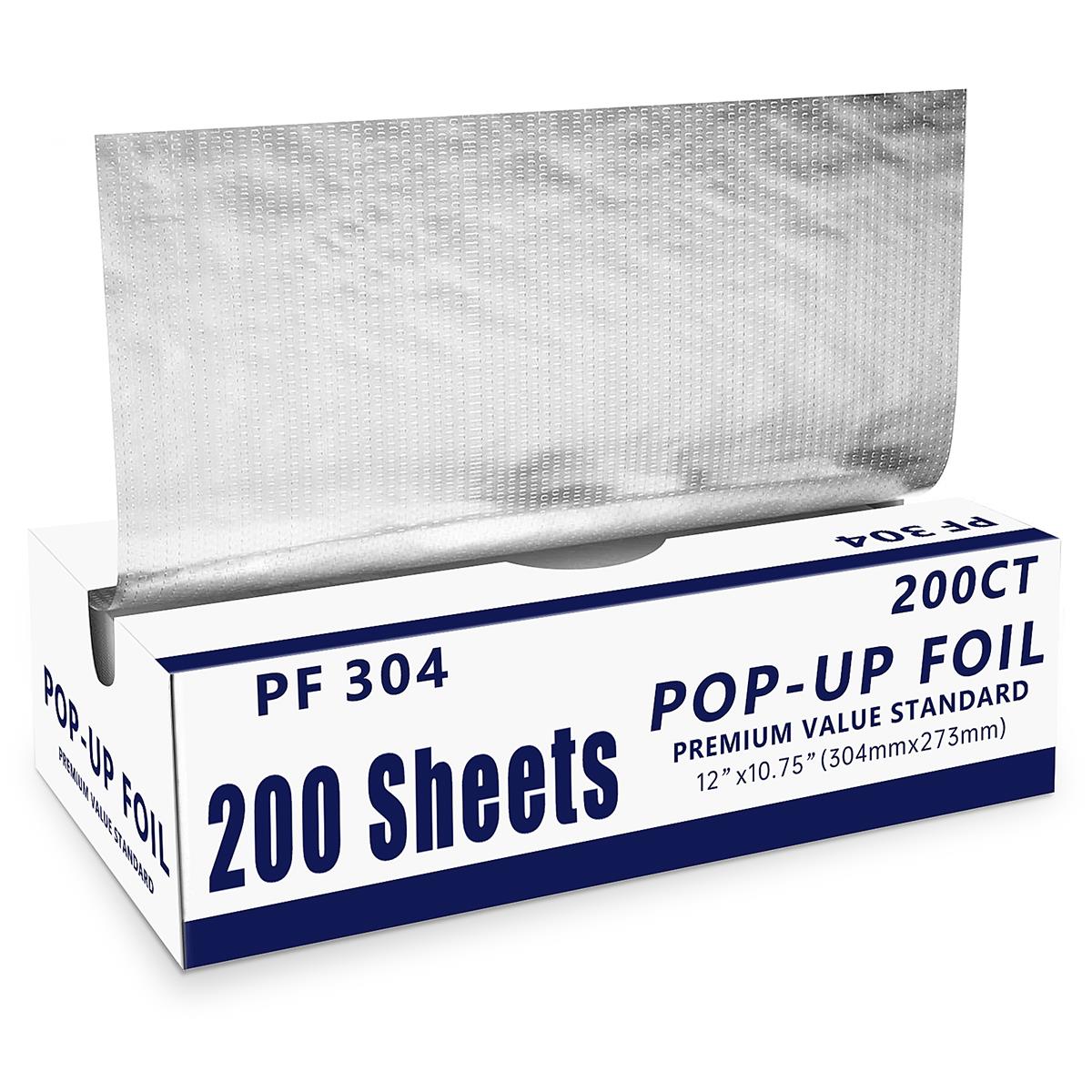 GPED Aluminum Foil Sheets 200 Count, Pre-Cut Pop-Up Foil Wraps 12”x10.75”